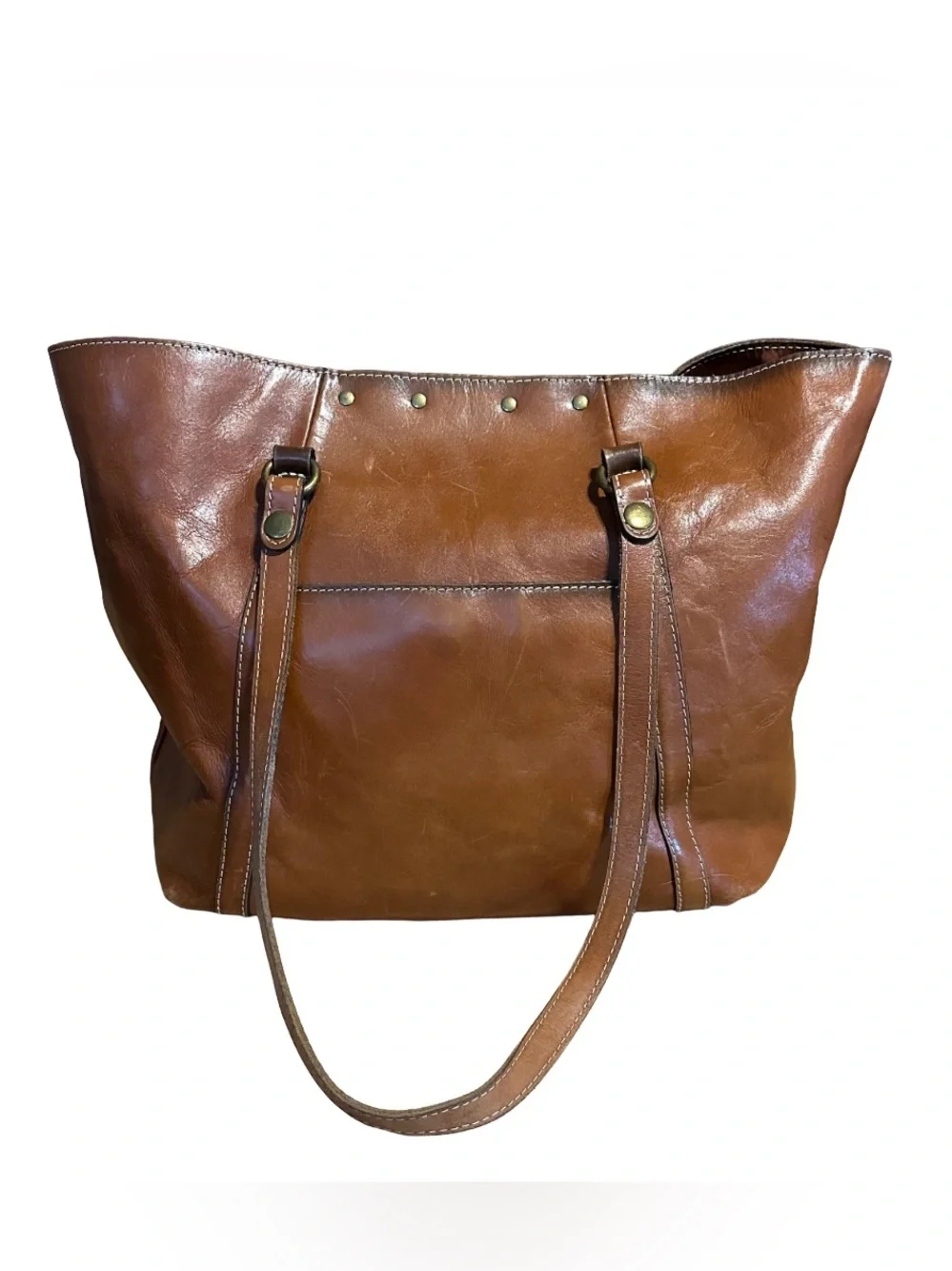 PATRICIA NASH COGNAC BROWN LEATHER BENVENUTO LARGE SHOULDER BAG